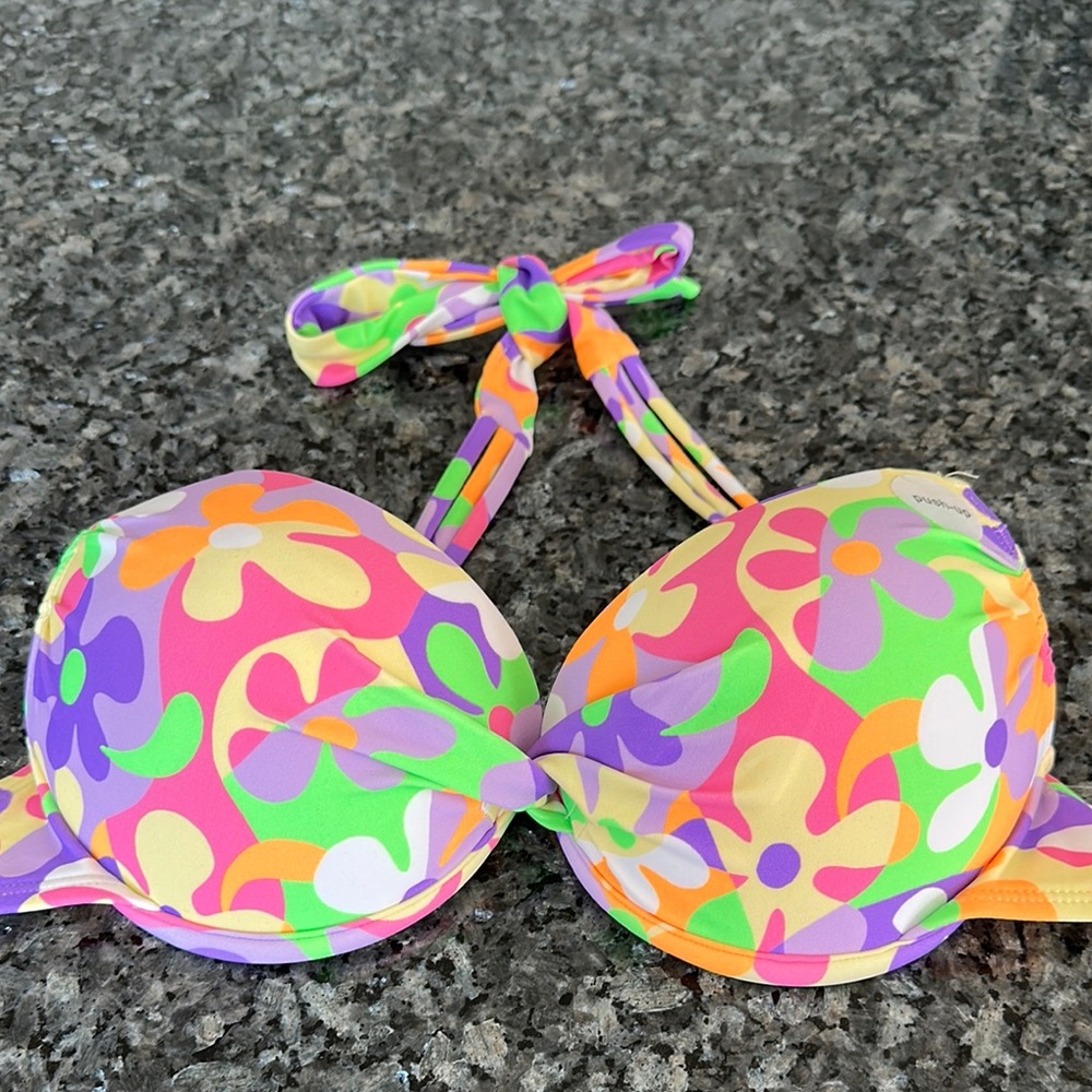 Colorful Floral Bikini Top